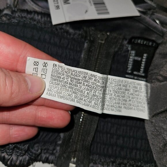 NEW Forever 21 F21 Bustier Crop Top Mini Skirt 2pc Set Gunmetal Gray Size Medium - Picture 13 of 16